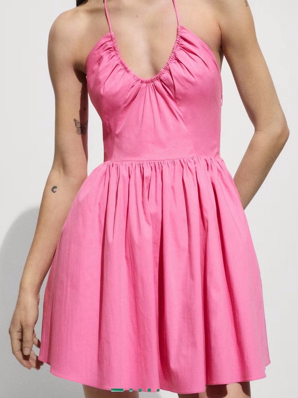 Mango Ruched Cotton Blend Sundress XS